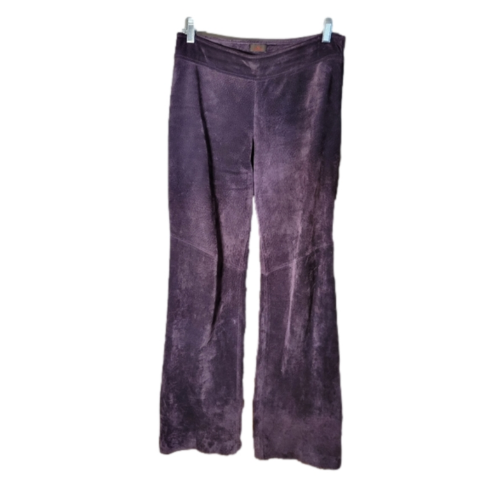 Danier size 4 Suede purple stright leg high waisted pants side zipper closer